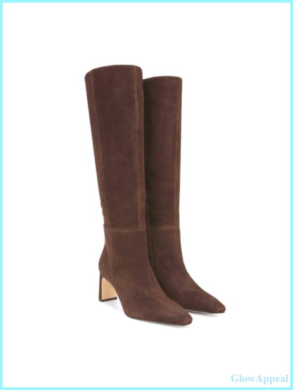 Women's Knee High Boots Square Toe Chunky Block Heel Side Zipper Suede